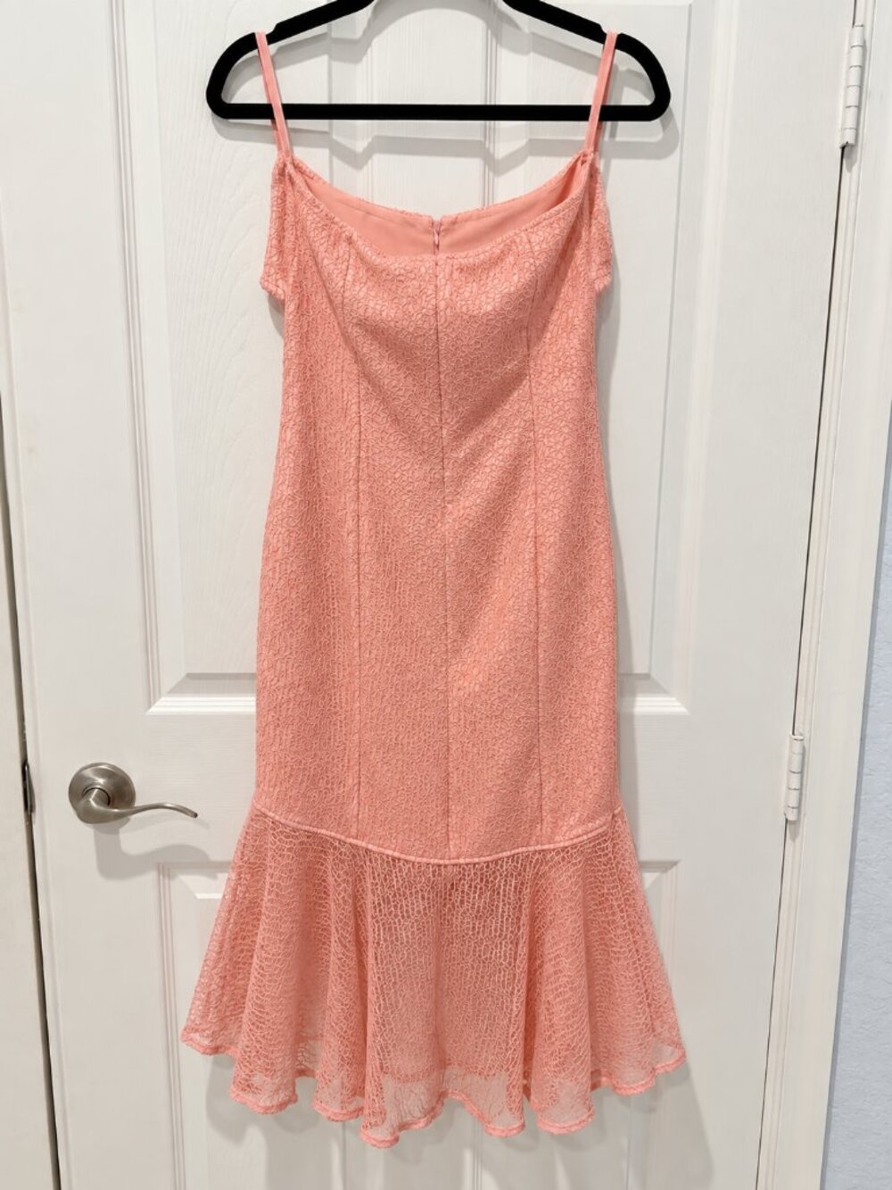 NWT Hello Molly Pink Lace Midi Dress XL US 10 Ruffle Hem Wedding Guest